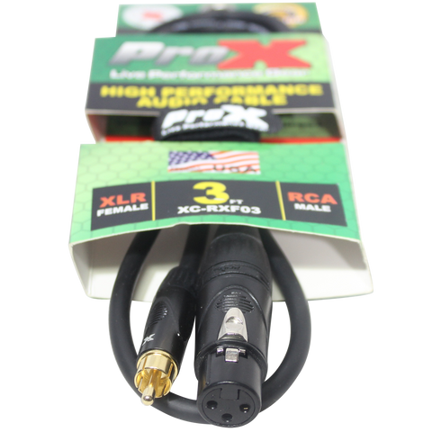 3 Ft. Unbalanced RCA to XLR-F High Performance Audio Cable