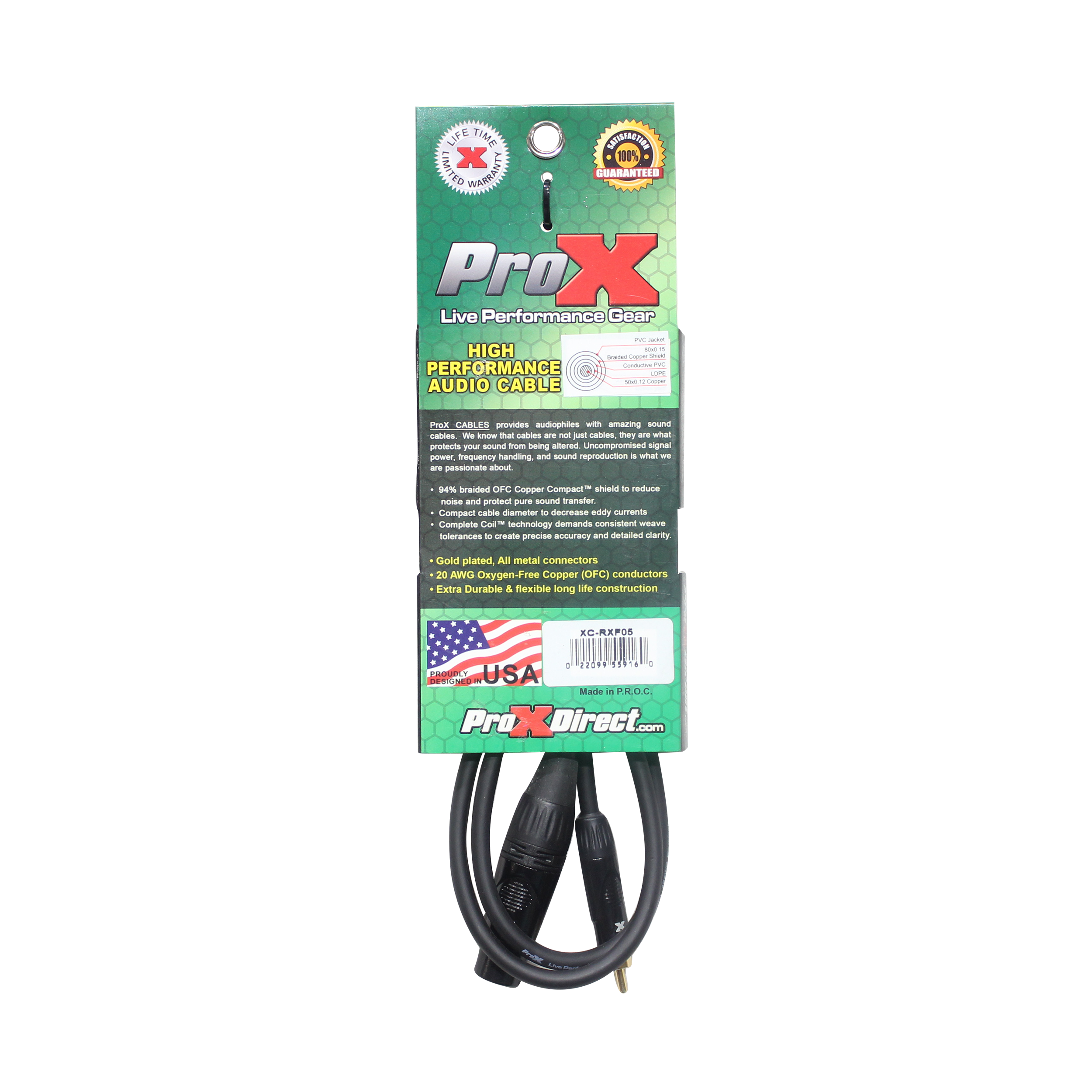 5 Ft. Unbalanced RCA to XLR3-F High Performance Audio Cable