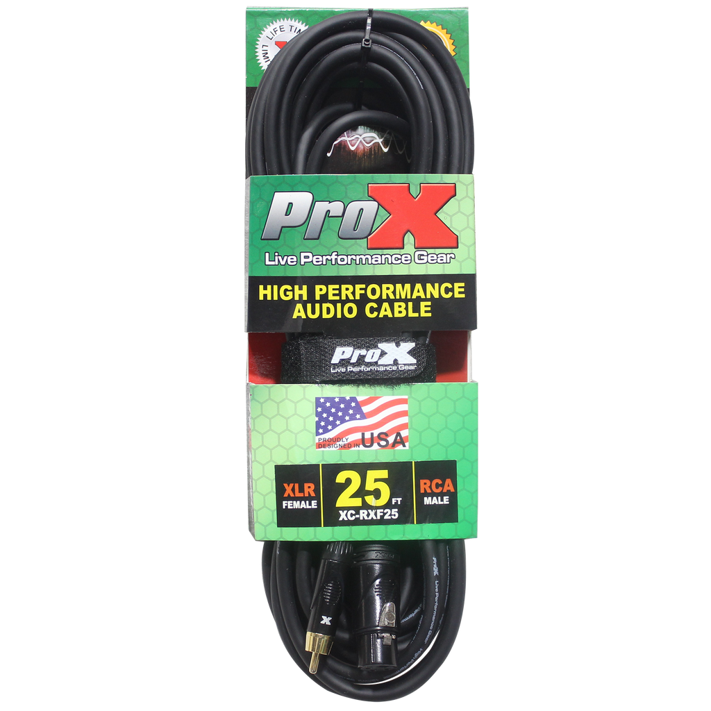 25 Ft. Unbalanced RCA to XLR3-F High Performance Audio Cable