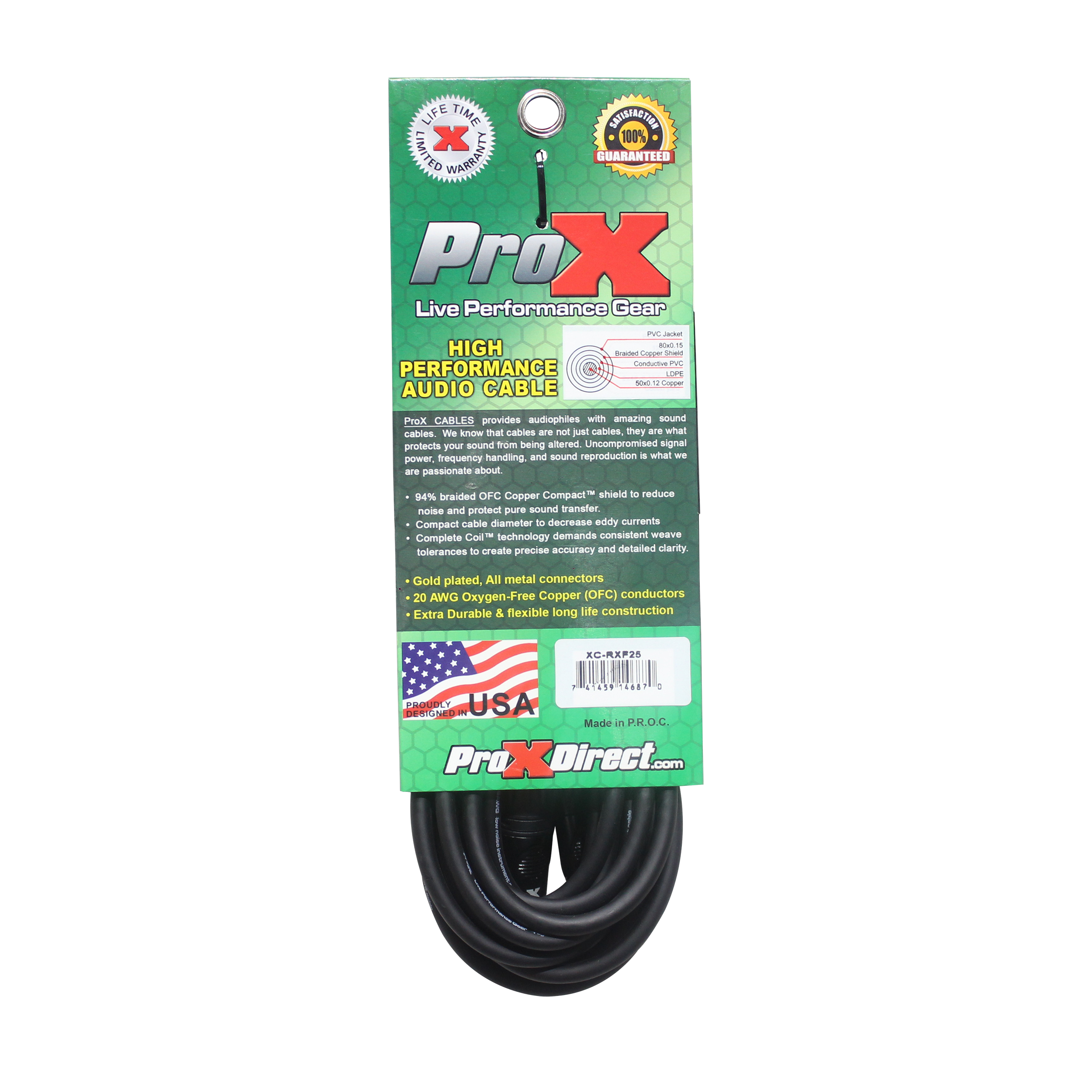 25 Ft. Unbalanced RCA to XLR3-F High Performance Audio Cable
