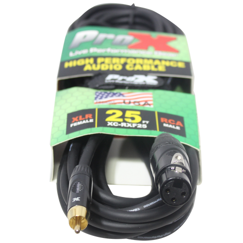 25 Ft. Unbalanced RCA to XLR3-F High Performance Audio Cable