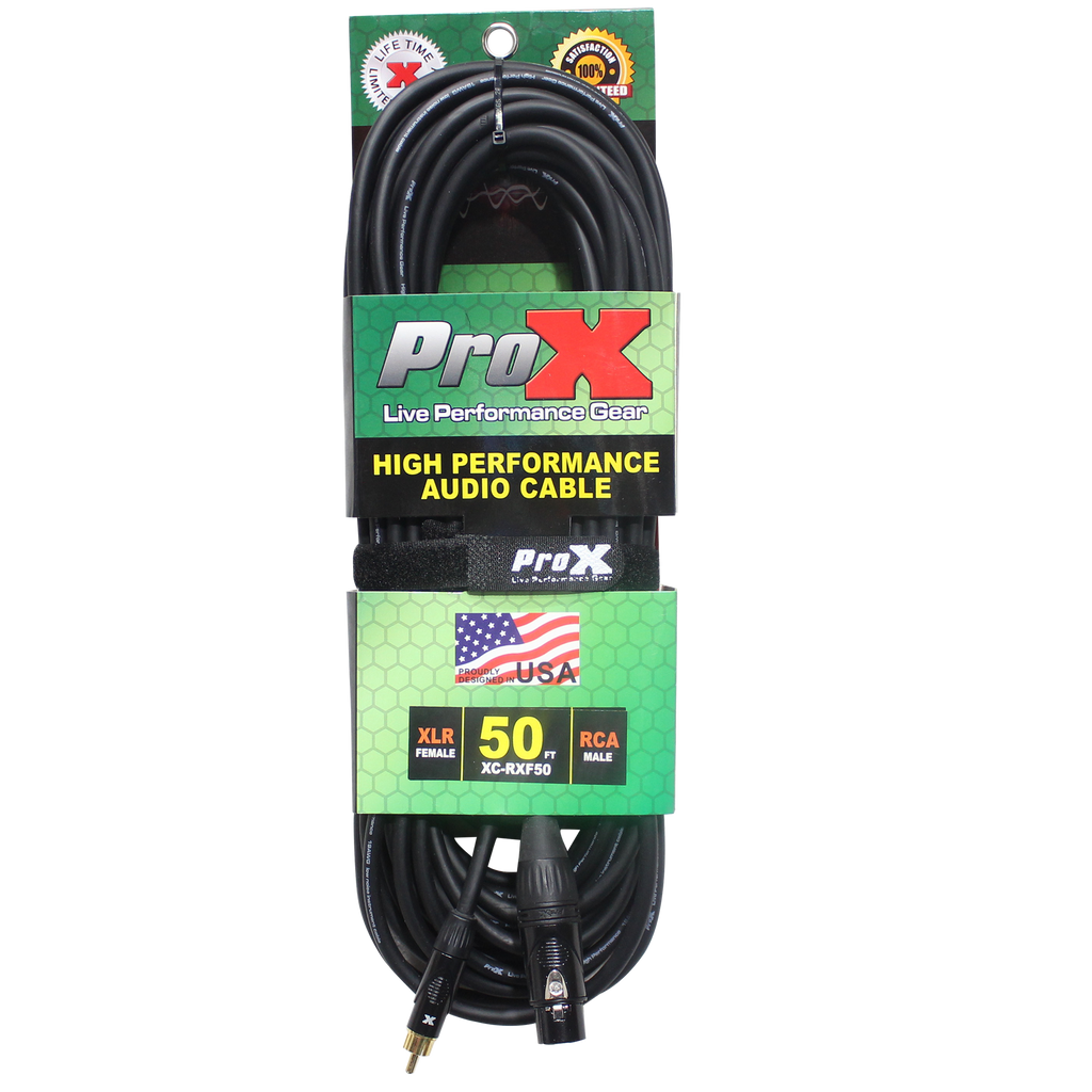 50 Ft. Unbalanced RCA to XLR3-F High Performance Audio Cable