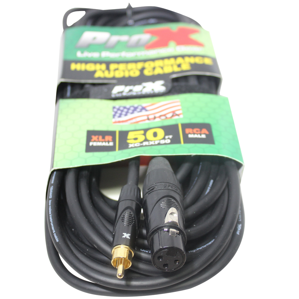 50 Ft. Unbalanced RCA to XLR3-F High Performance Audio Cable