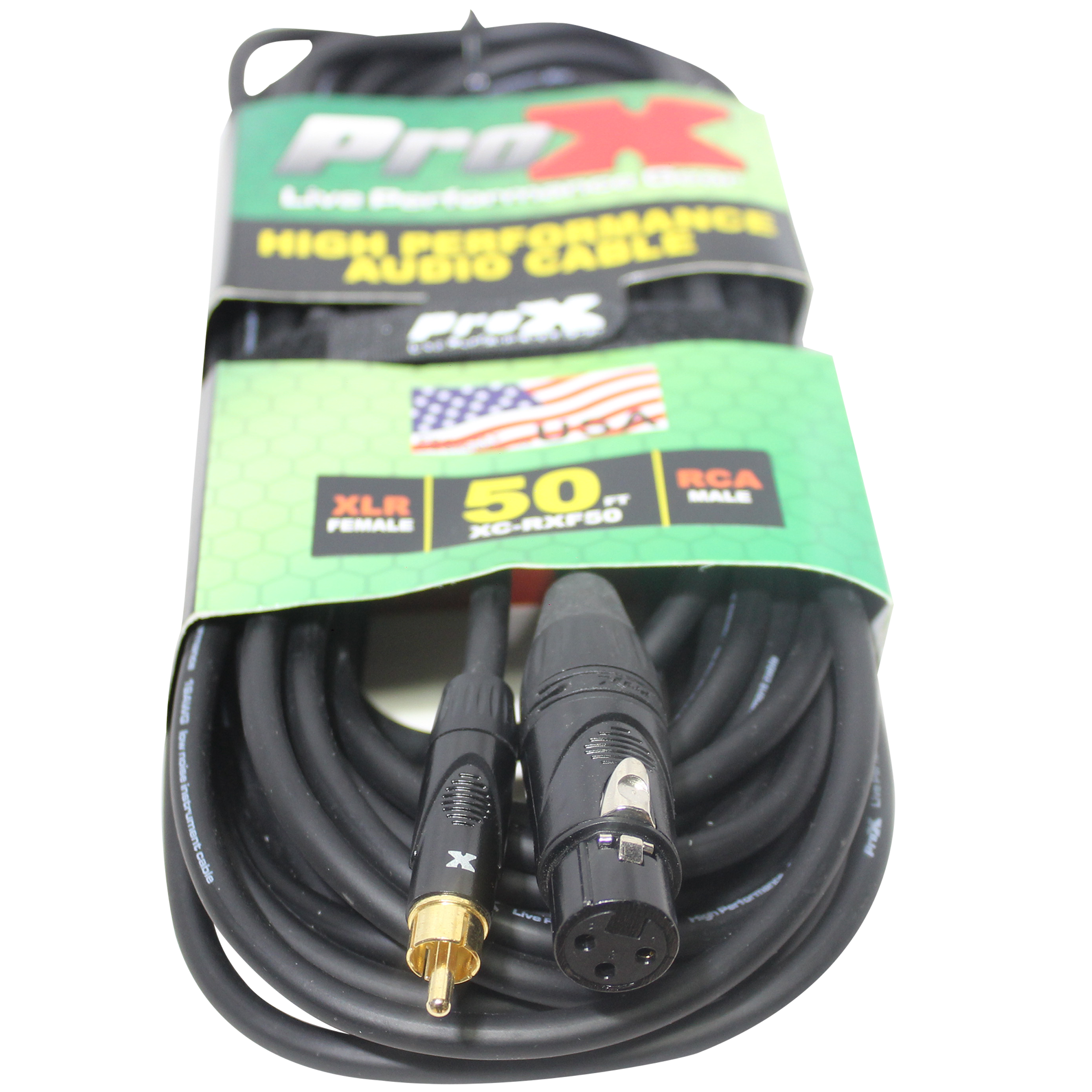 50 Ft. Unbalanced RCA to XLR3-F High Performance Audio Cable