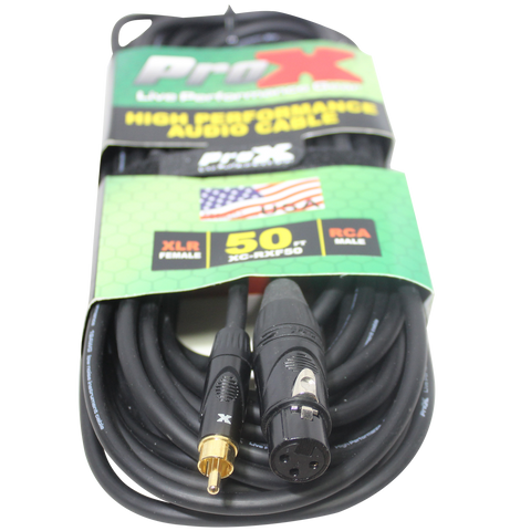 50 Ft. Unbalanced RCA to XLR3-F High Performance Audio Cable