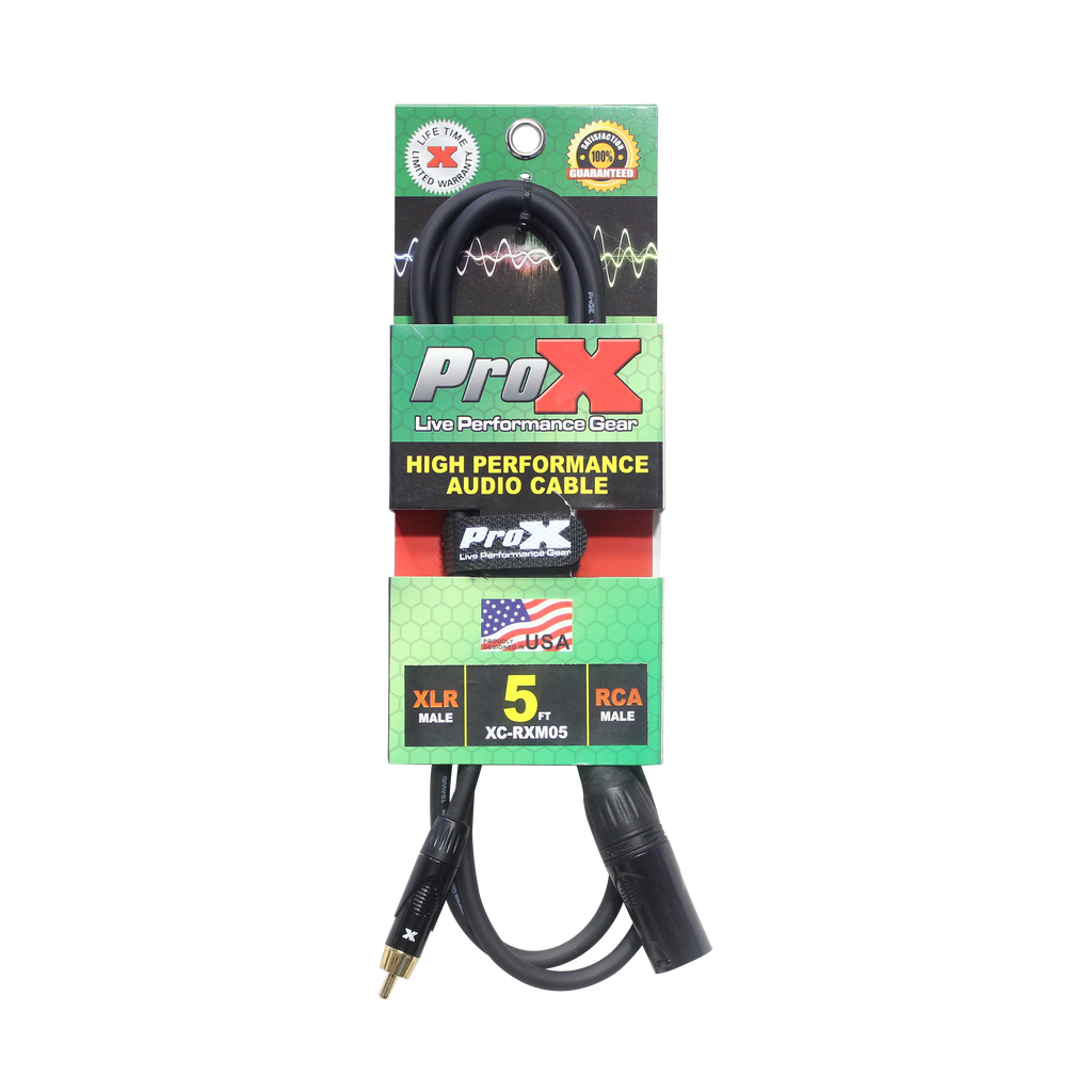 5' Ft. High Performance XLR Male to RCA Male Unbalanced Audio Cable