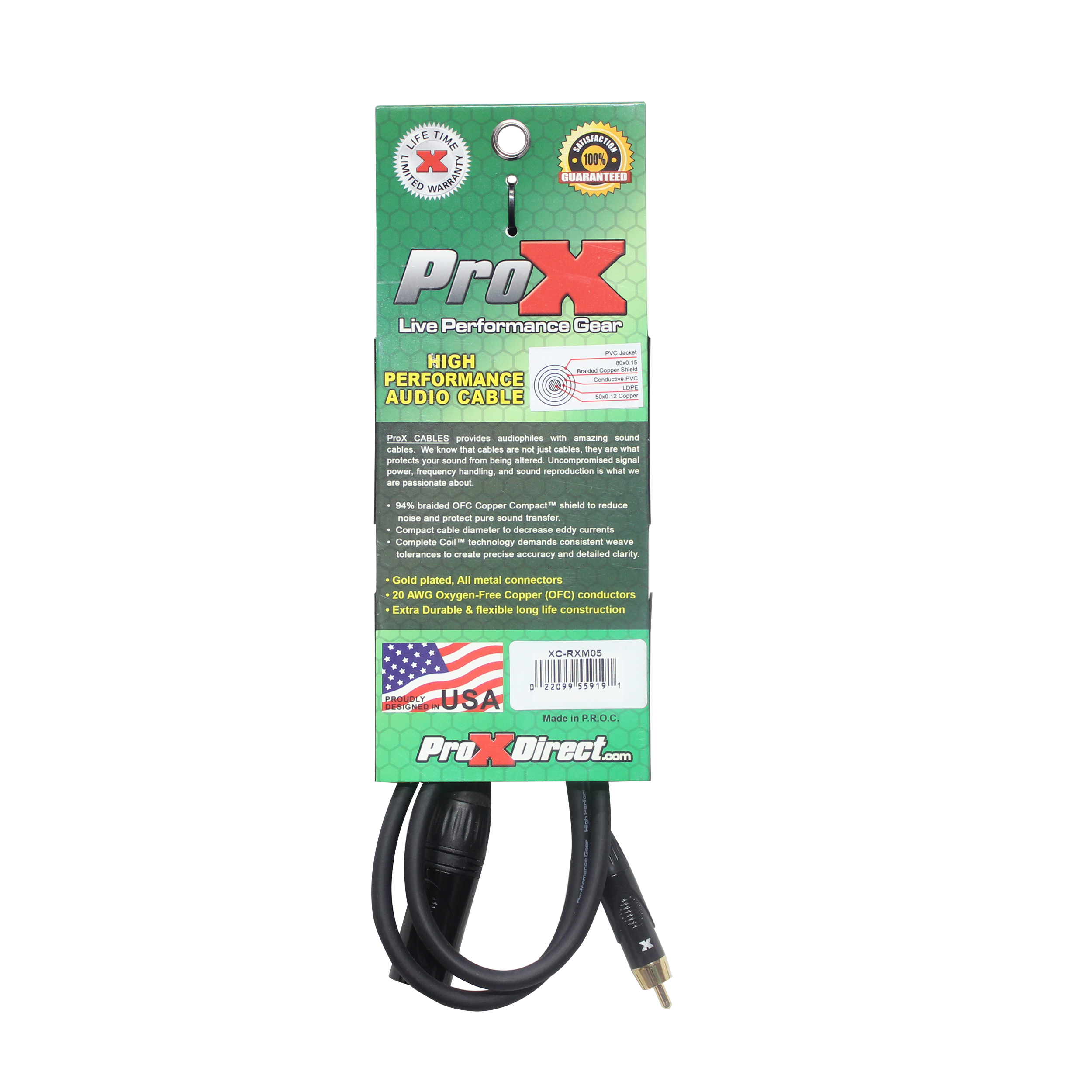 5' Ft. High Performance XLR Male to RCA Male Unbalanced Audio Cable