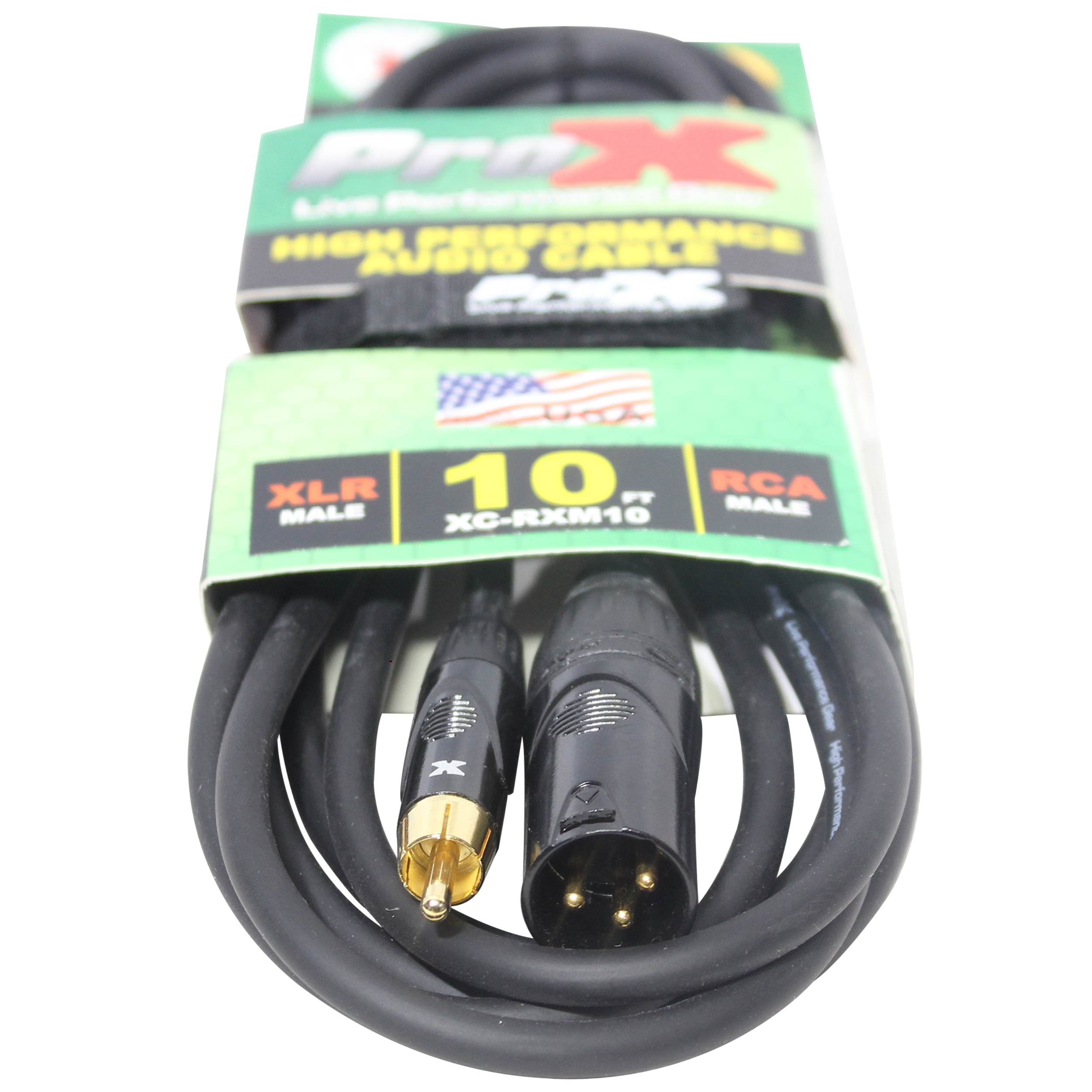10' Ft. High Performance XLR Male to RCA Male Unbalanced Audio Cable
