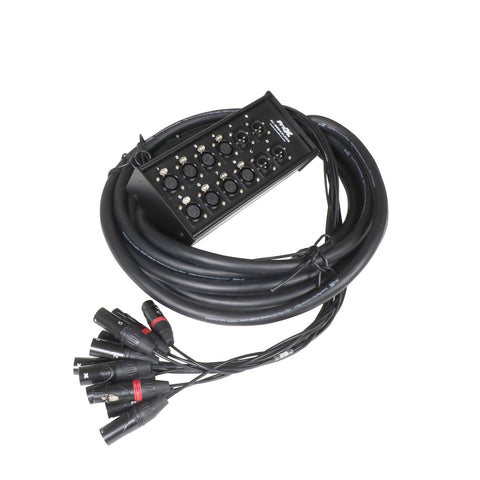 25 Ft. XLR Stage Recording Extension Box Snake 8 XLR-F Send Inputs 4 XLR-M Effects Return
