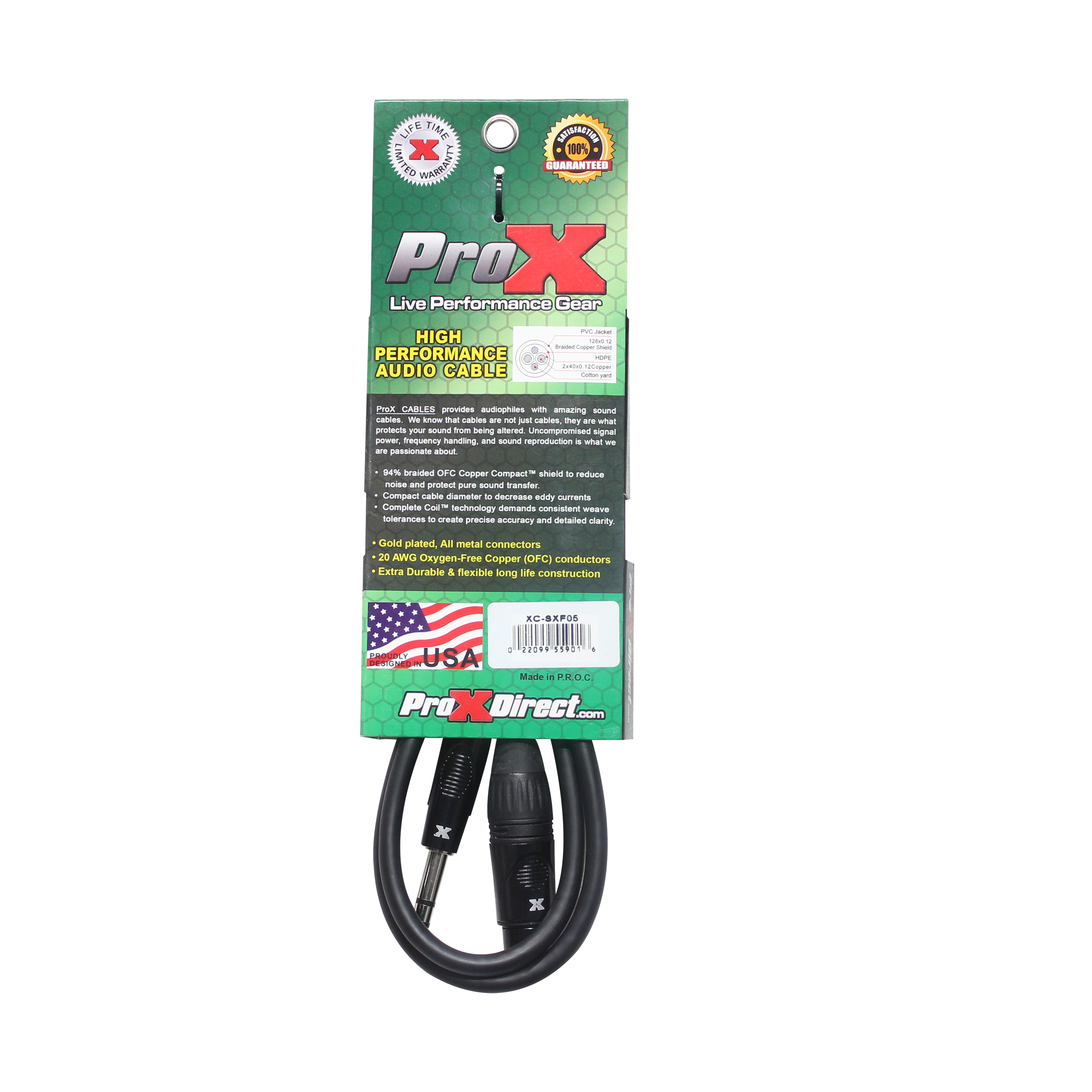 5 Ft. Balanced 1/4" TRS-M to XLR-F High Performance Audio Cable