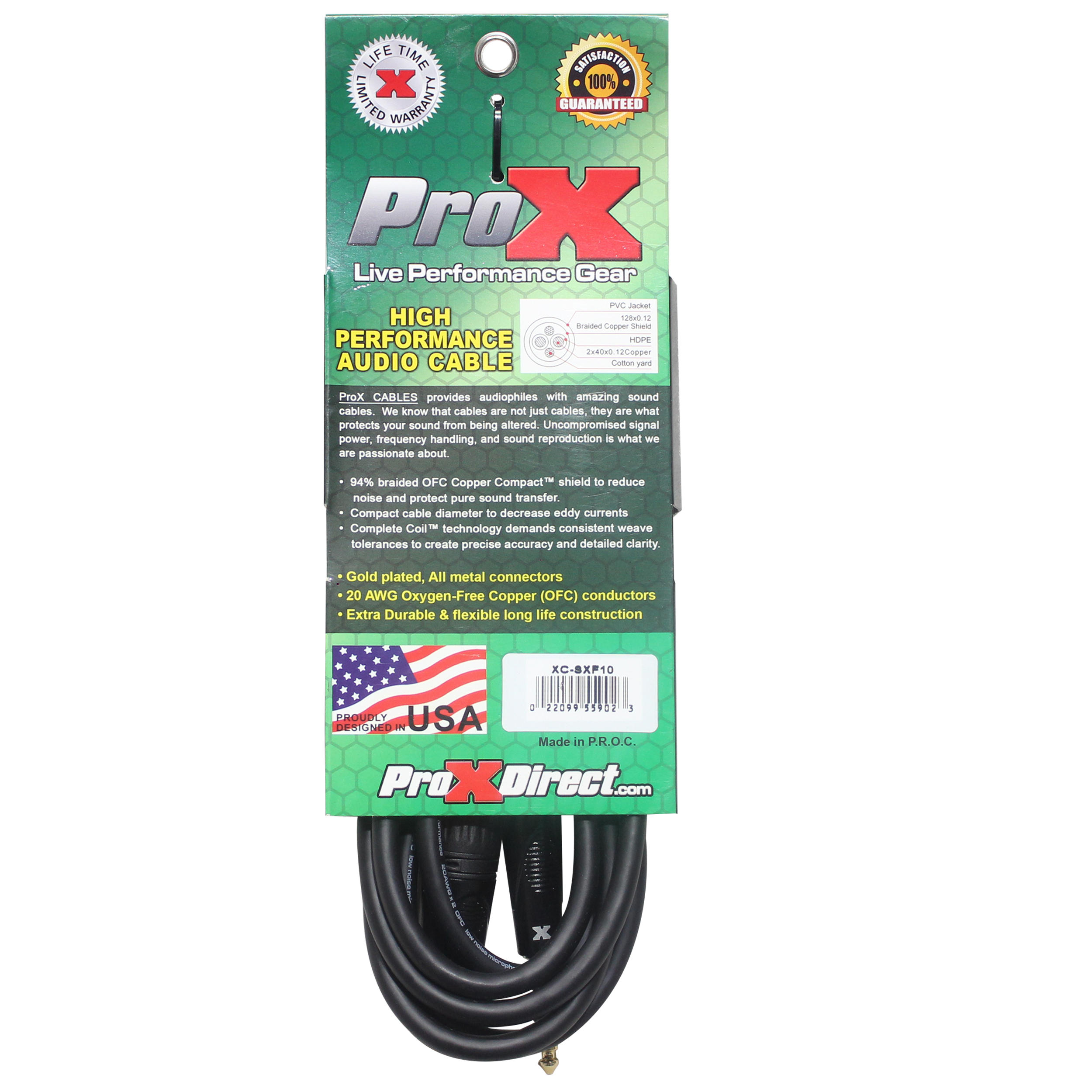 10 Ft. Balanced 1/4" TRS to XLR3-F High Performance Audio Cable