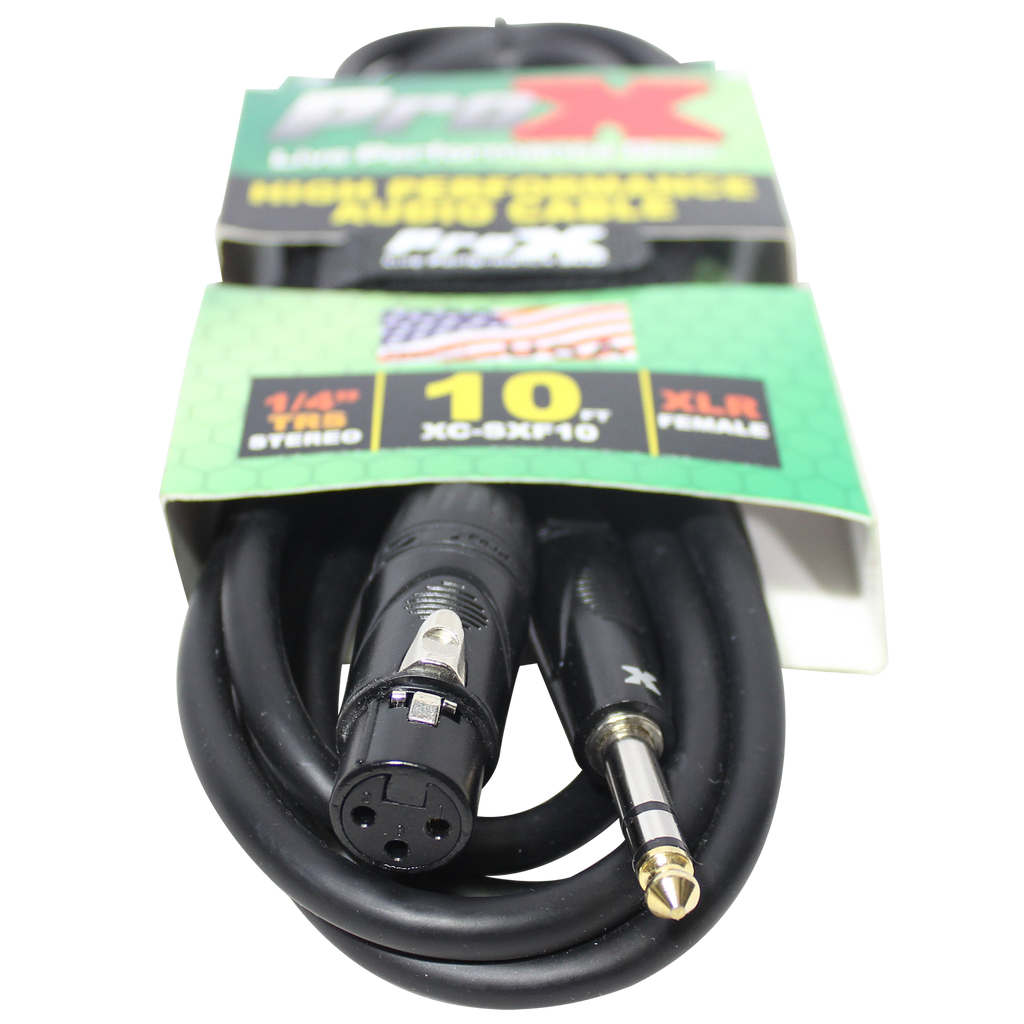 10 Ft. Balanced 1/4" TRS to XLR3-F High Performance Audio Cable