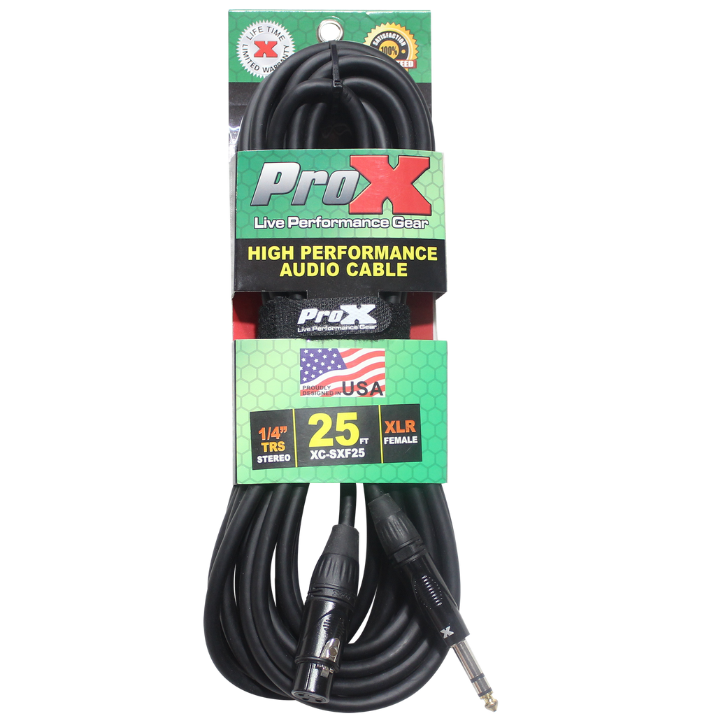 25 Ft. Balanced 1/4" TRS to XLR3-F High Performance Audio Cable