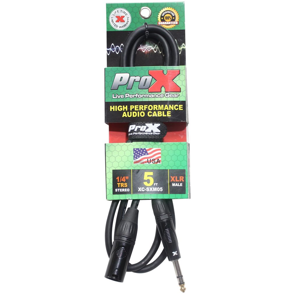 5 Ft. Balanced XLR3-M to 1/4" TRS-M High Performance Audio Cable