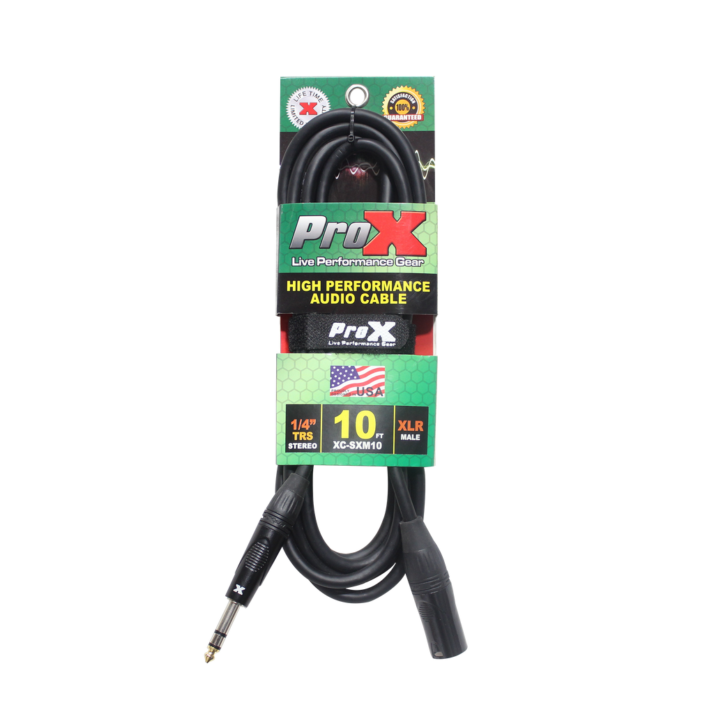 10 Ft. Balanced XLR3-M to 1/4 TRS-M High Performance Audio Cable