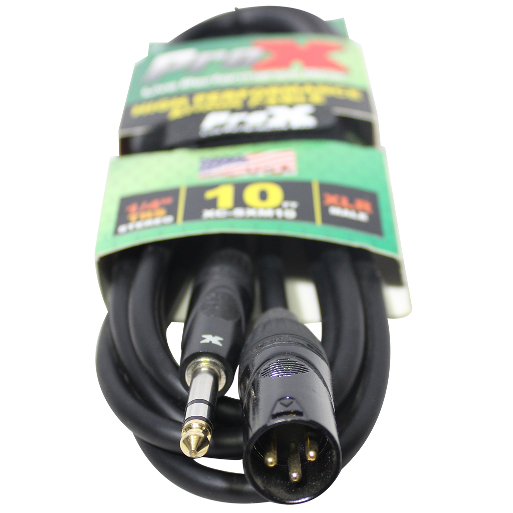 10 Ft. Balanced XLR3-M to 1/4 TRS-M High Performance Audio Cable