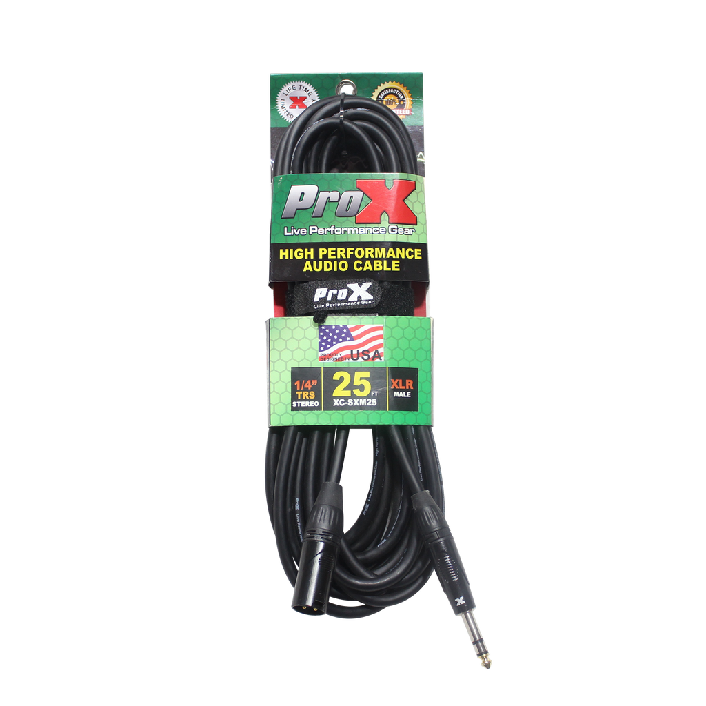 25 Ft. Balanced XLR-M to 1/4 TRS-M High Performance Audio Cable