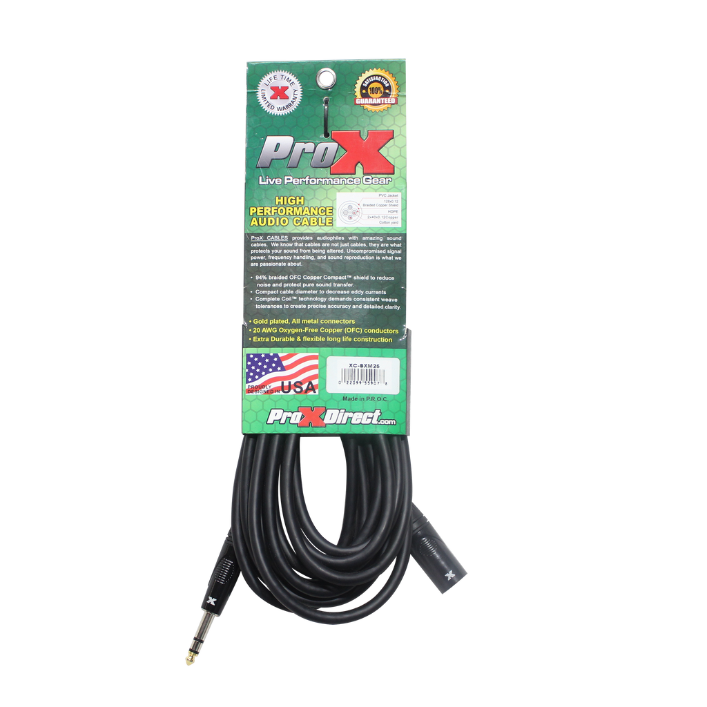 25 Ft. Balanced XLR-M to 1/4 TRS-M High Performance Audio Cable