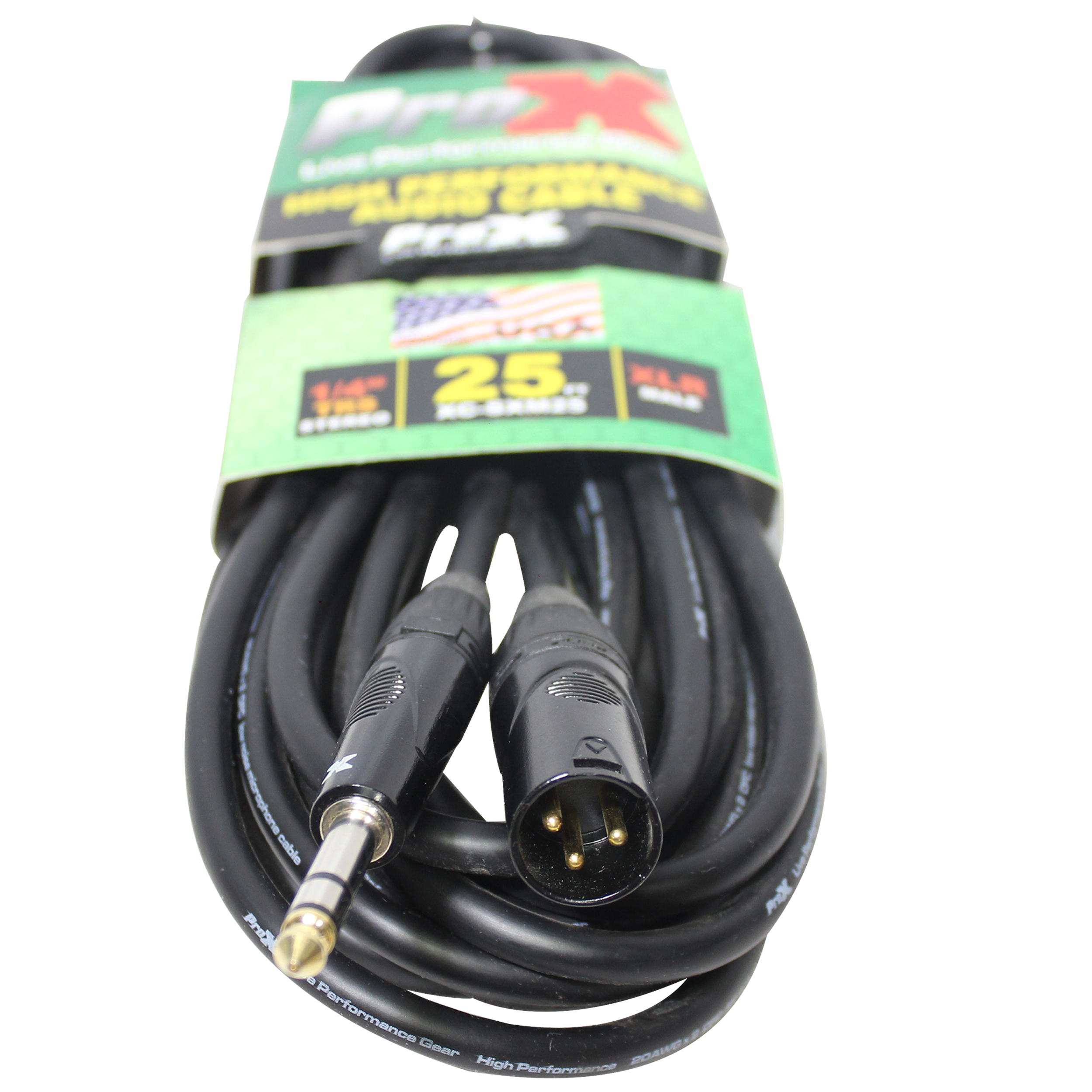 25 Ft. Balanced XLR-M to 1/4 TRS-M High Performance Audio Cable
