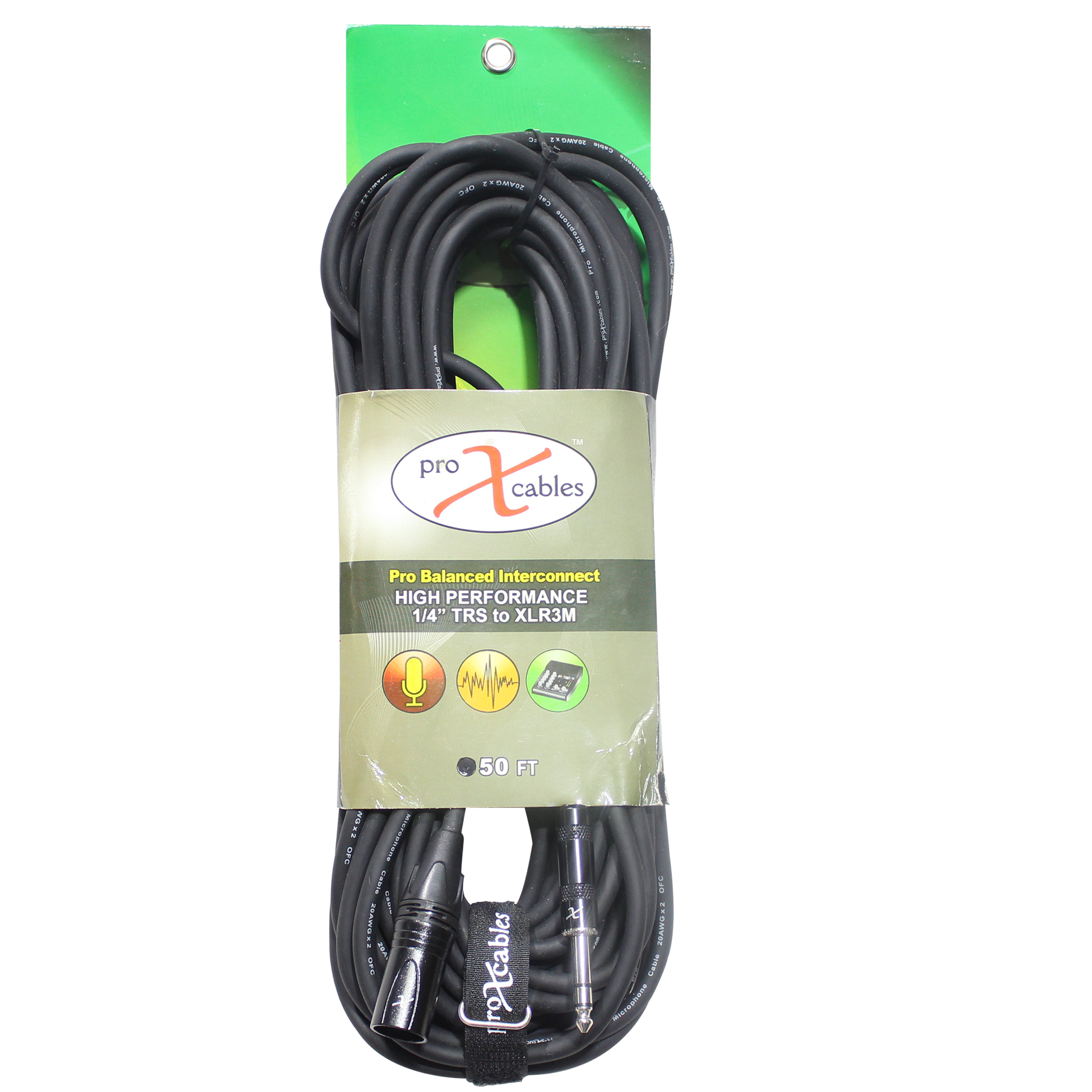 50 Ft. Balanced XLR3-M to 1/4 TRS-M High Performance Audio Cable