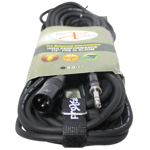 50 Ft. Balanced XLR3-M to 1/4 TRS-M High Performance Audio Cable