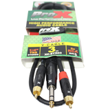 3 Ft. Unbalanced 1/4" TRS-M to Dual RCA-M High Performance Audio Cable