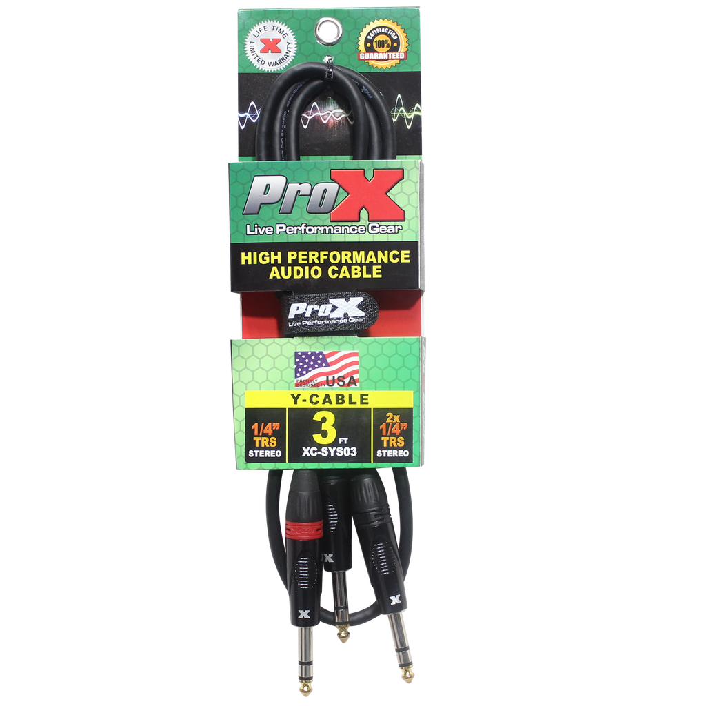 3 Ft. 1/4" TRS-M to Dual 1/4" TRS-M High Performance Audio Cable