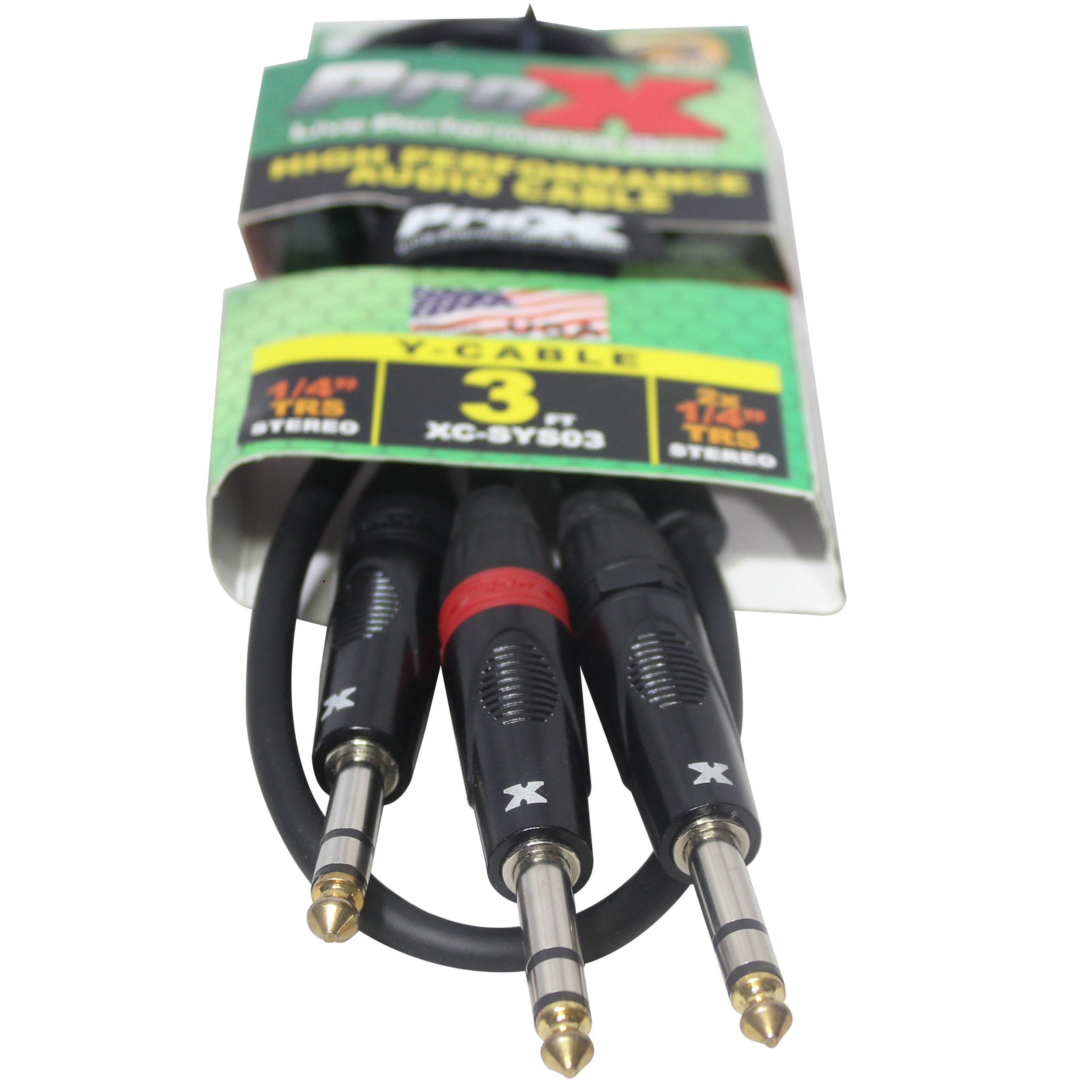 3 Ft. 1/4" TRS-M to Dual 1/4" TRS-M High Performance Audio Cable