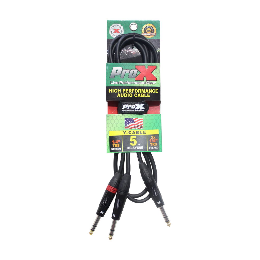 5 Ft. 1/4" TRS-M to Dual 1/4" TRS-M High Performance Audio Cable