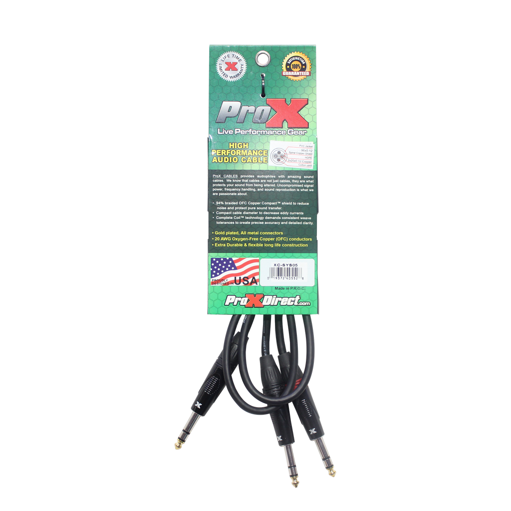5 Ft. 1/4" TRS-M to Dual 1/4" TRS-M High Performance Audio Cable