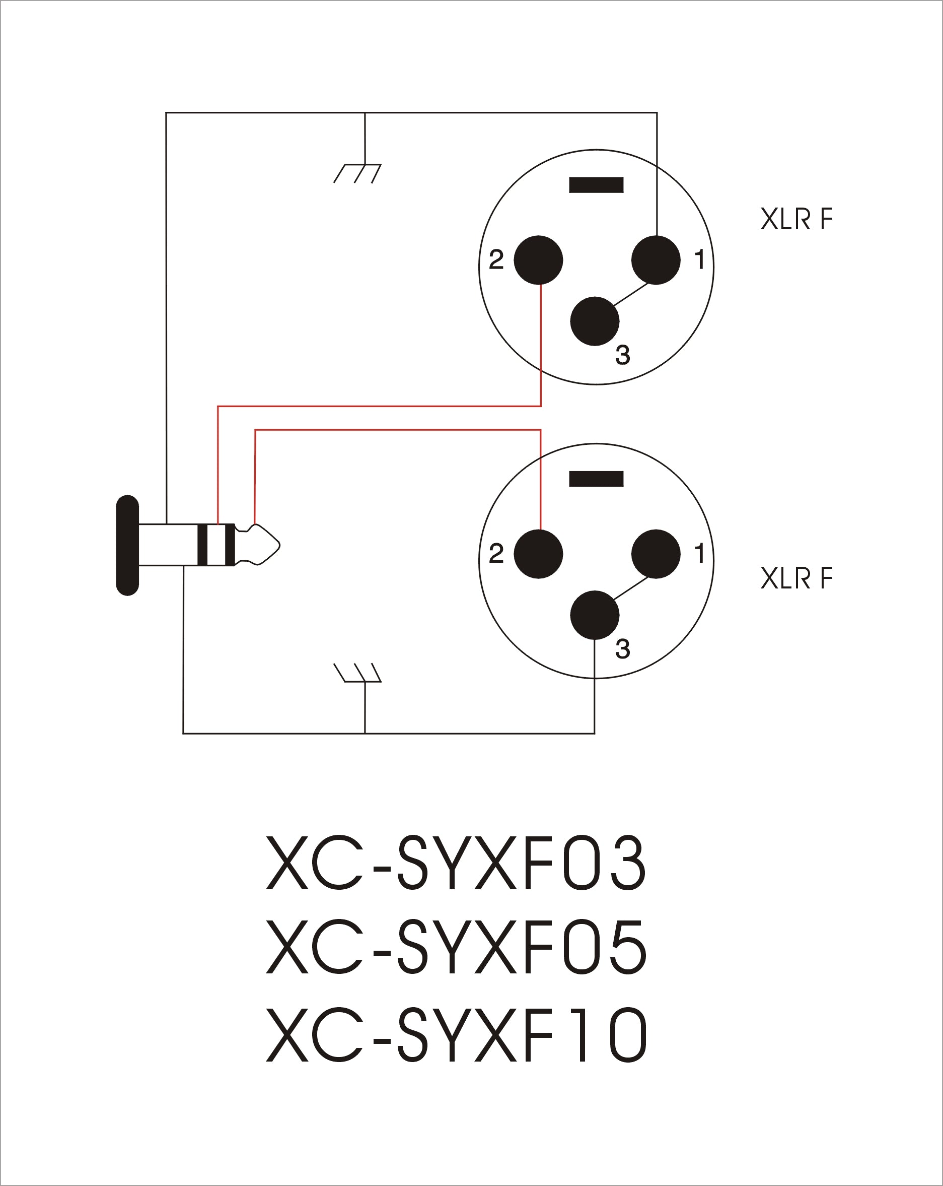 3 Ft. High Performance Y Cable 1/4" TRS-M Stereo to Dual XLR-F