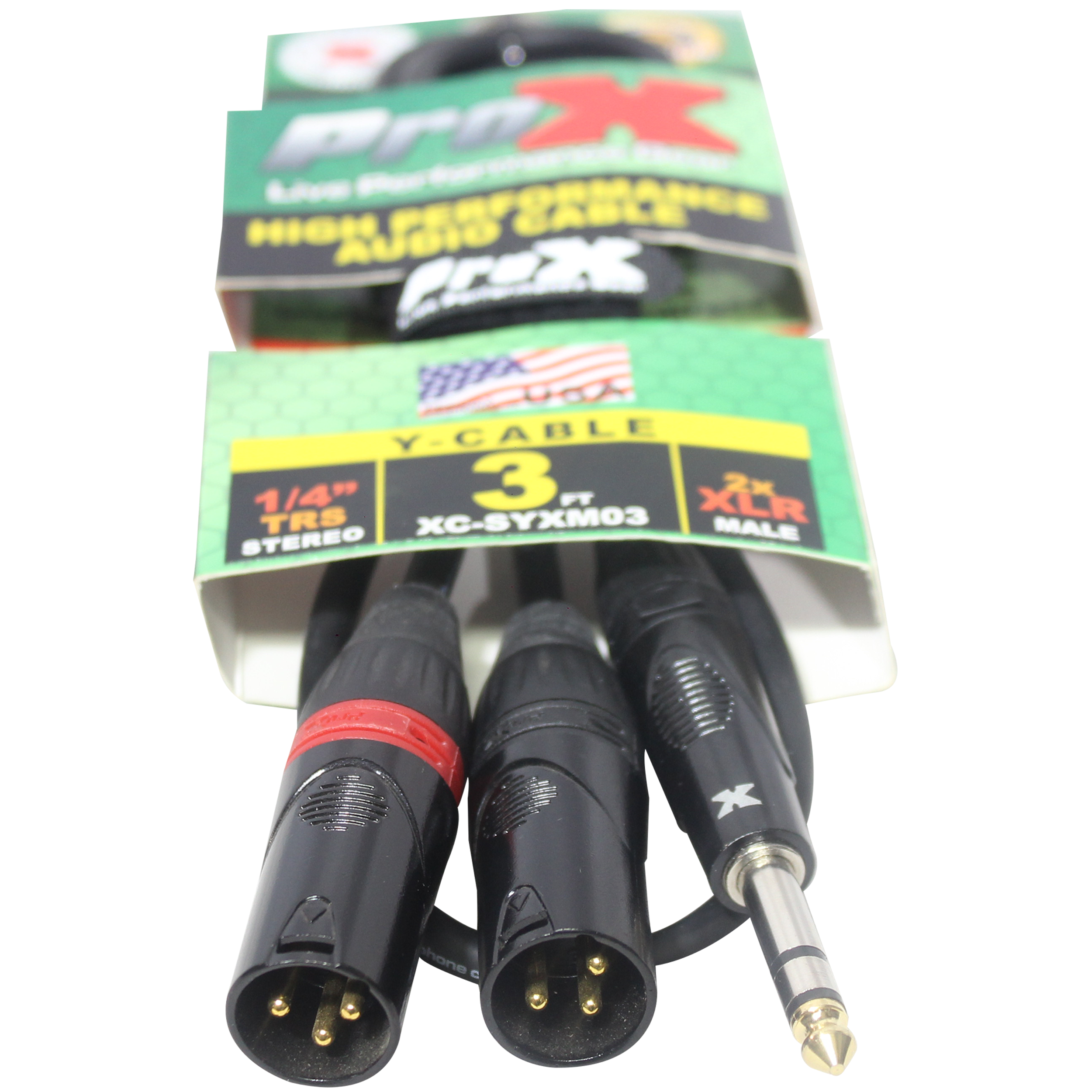 3 Ft. 1/4" TRS-M Stereo to Dual XLR3-M High Performance Y Cable