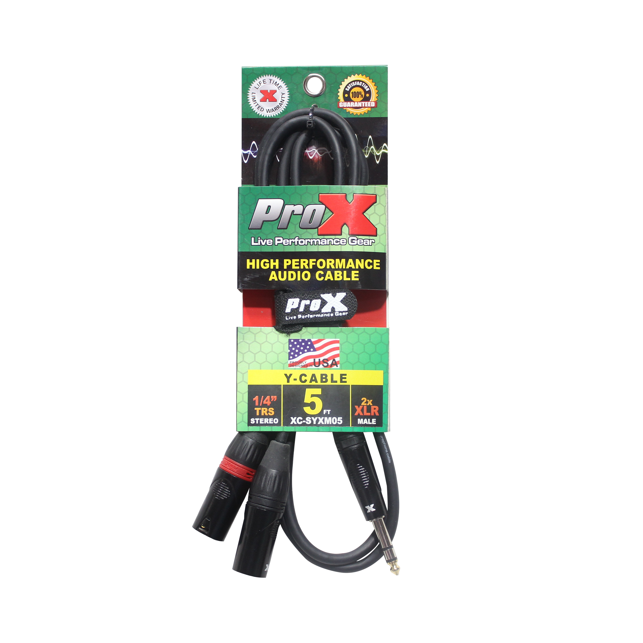5 Ft. 1/4" TRS-M Stereo to Dual XLR3-M High Performance Y Cable