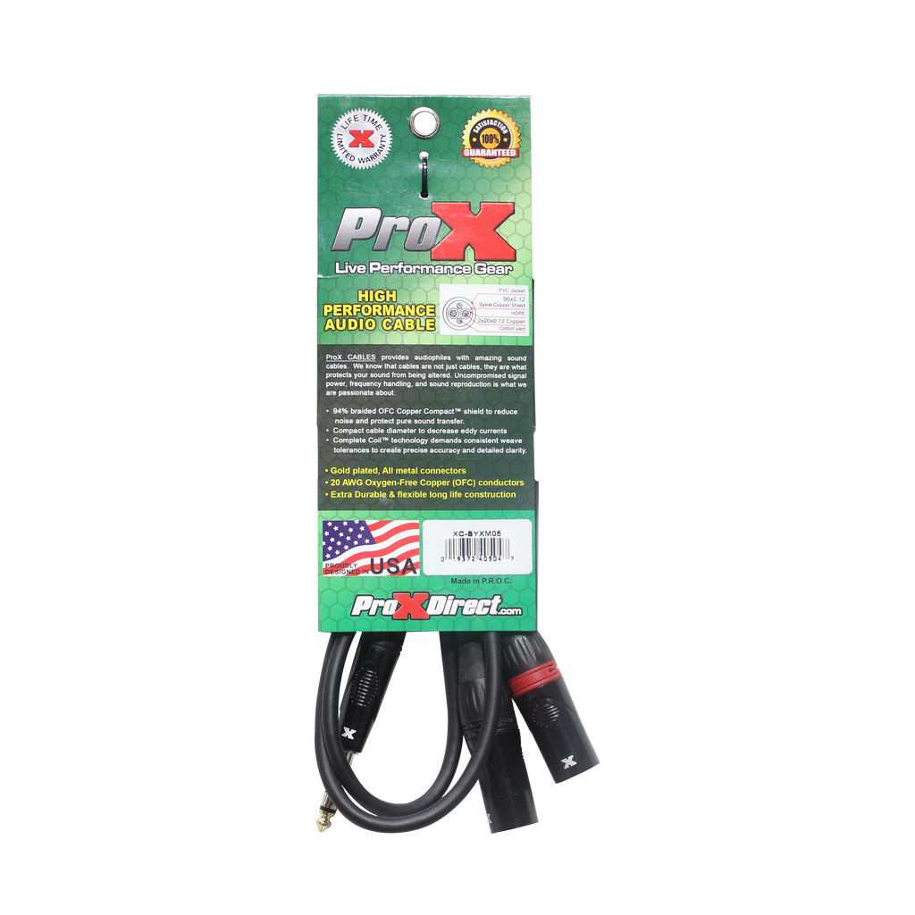 5 Ft. 1/4" TRS-M Stereo to Dual XLR3-M High Performance Y Cable