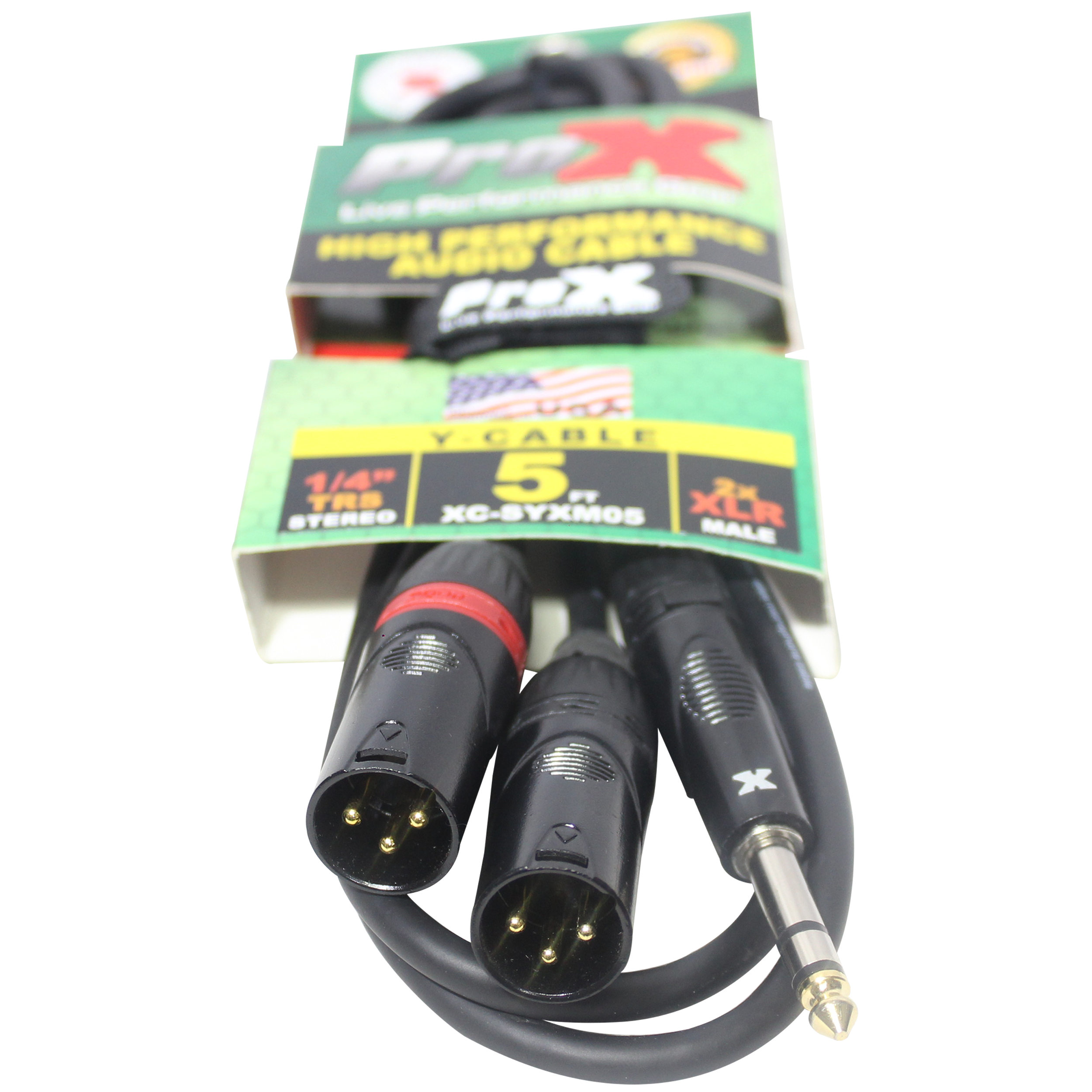 5 Ft. 1/4" TRS-M Stereo to Dual XLR3-M High Performance Y Cable