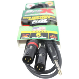 5 Ft. 1/4" TRS-M Stereo to Dual XLR3-M High Performance Y Cable