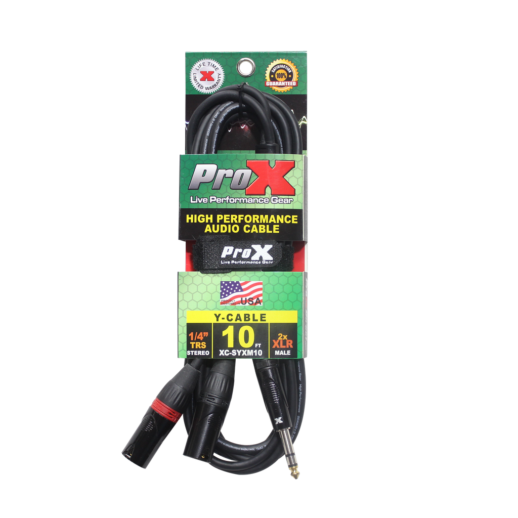 10 Ft. 1/4" TRS-M Stereo to Dual XLR3-M High Performance Y Cable