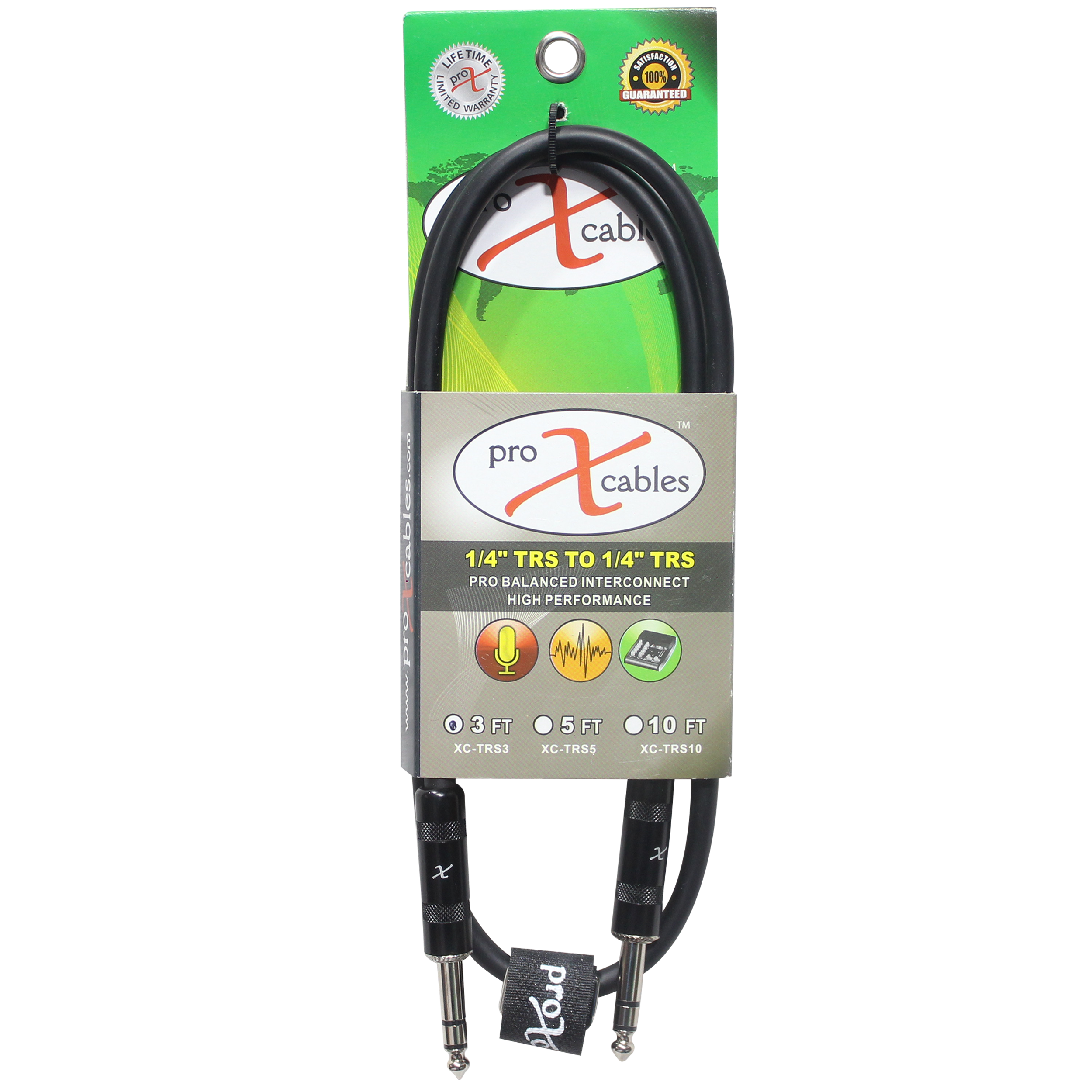 3 Ft. Balanced 1/4" TRS-M to TRS-M High Performance Audio Cable