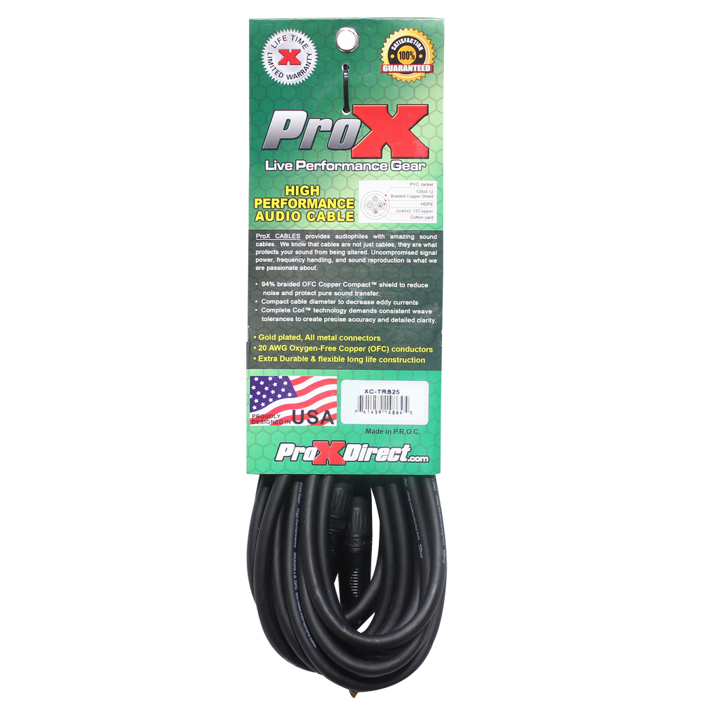 25 Ft. Balanced 1/4" TRS-M to TRS-M High Performance Audio Cable