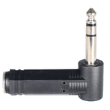 1/4" TRS Female to 1/4" TRS Male Right-Angle Adapter