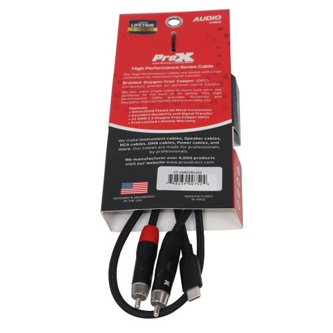 3FT USB-C to Dual RCA Smartphone and Laptop to Mixer, Amplifier, Powered Speaker and Console Interface