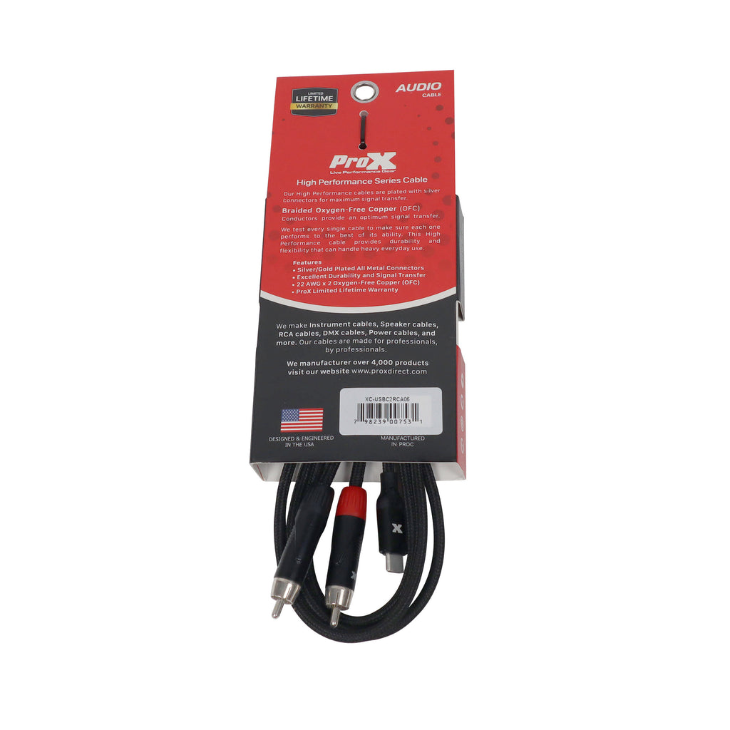 6FT USB-C to Dual RCA Smartphone and Laptop to Mixer, Amplifier, Powered Speaker and Console Interface