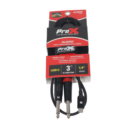 3FT USB-C to Dual 1/4" TS