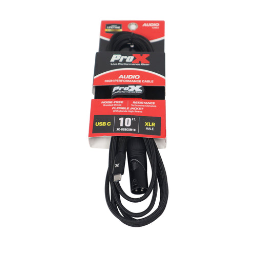 10FT USB-C to XLR Male Audio Cable – Smartphone and Laptop to Mixer, Amplifier, Powered Speaker and Console Interface