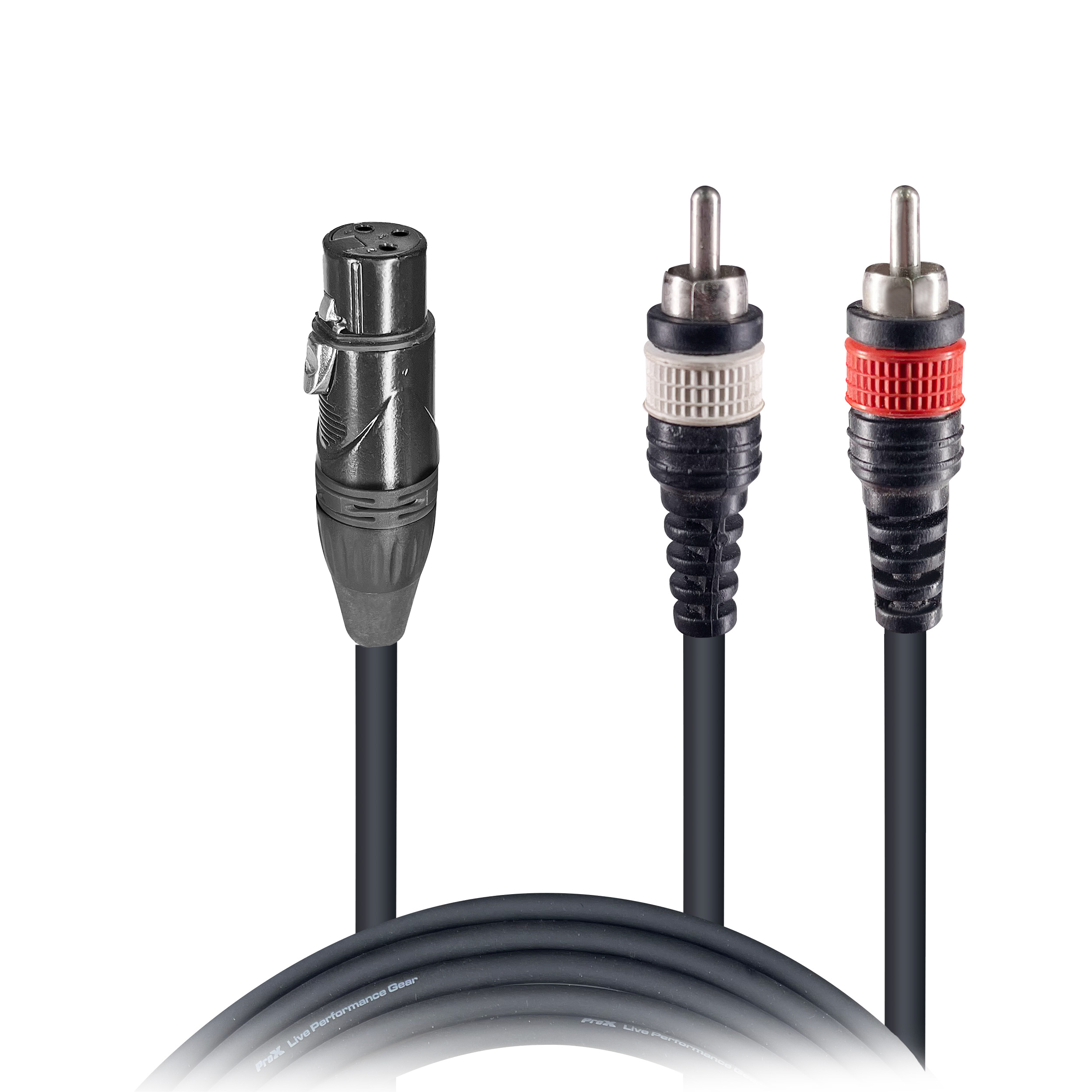 10' Ft Premium XLR Female to Dual RCA Splitter Duplicator Lead Y-Cable