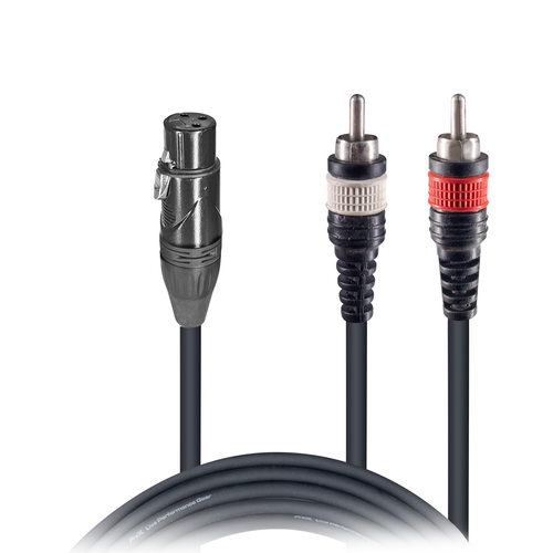 10' Ft Premium XLR Female to Dual RCA Splitter Duplicator Lead Y-Cable