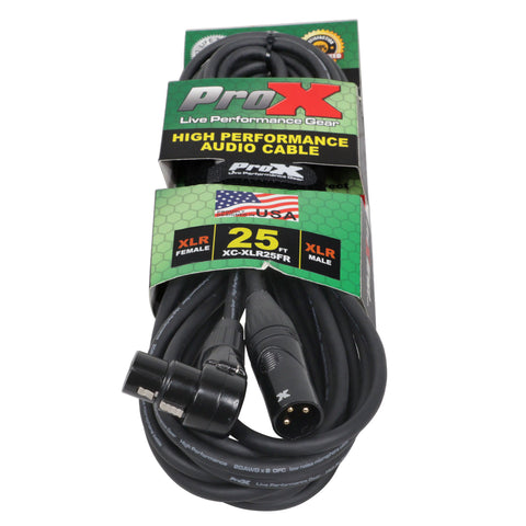 25' Ft High Performance Right-angle XLR-F to XLR-M Audio Balanced Cable