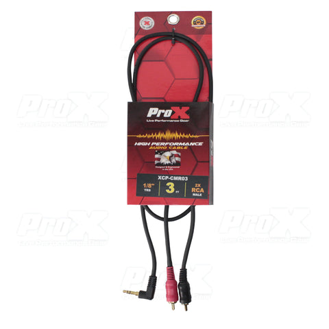 3' Ft Premium 3.5mm 1/8” Mini TRS to Dual RCA-M Unbalanced Y-Cable