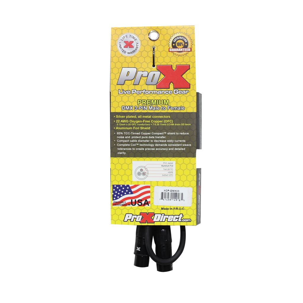 3 Ft. DMX XLR3-M to XLR3-F Premium Cable