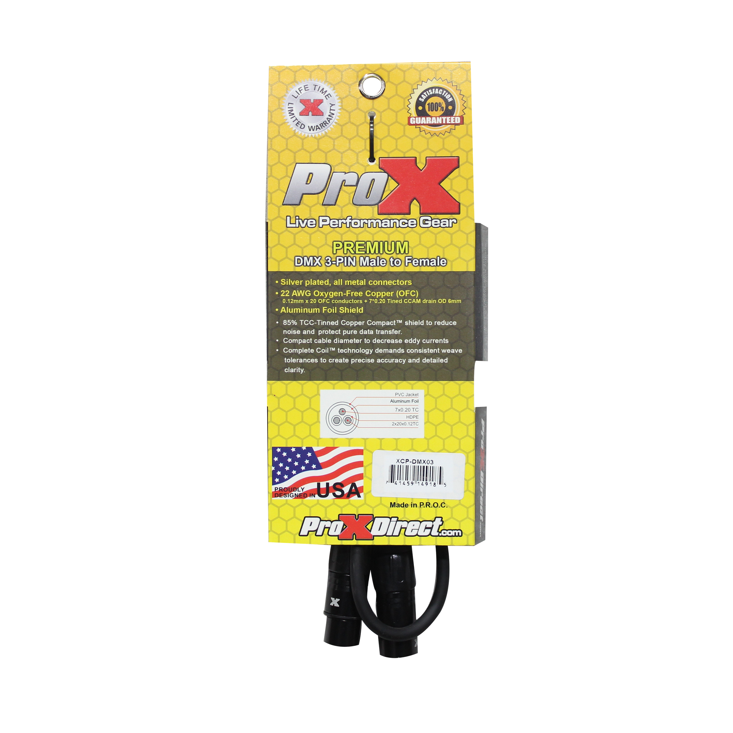 3 Ft. DMX XLR3-M to XLR3-F Premium Cable